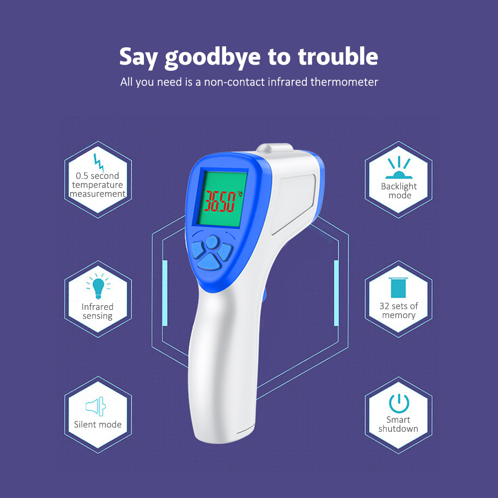 Non-contact Infrared Thermometer 0.5s Fast Reading 0.2u2103 Accuracy LED HD Display Fever Alarm