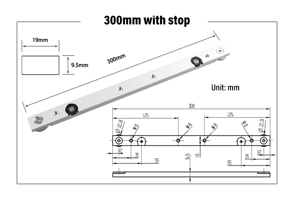 NE 300 / 450 / 650mm Miter Bar Slider Table Saw Gauge Rod Woodworking Tool