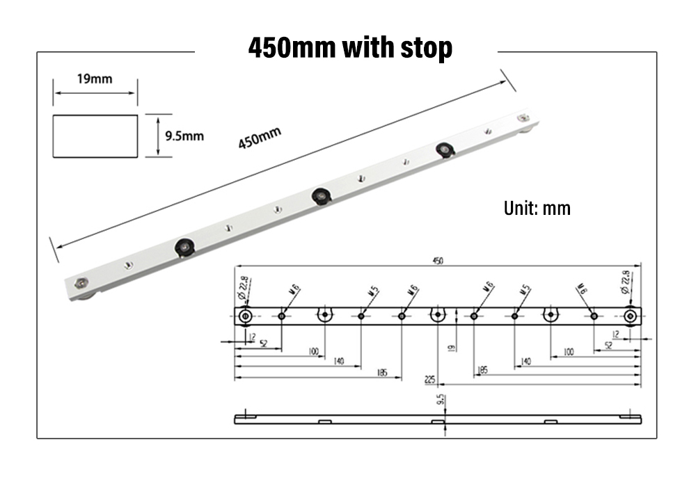 NE 300 / 450 / 650mm Miter Bar Slider Table Saw Gauge Rod Woodworking Tool