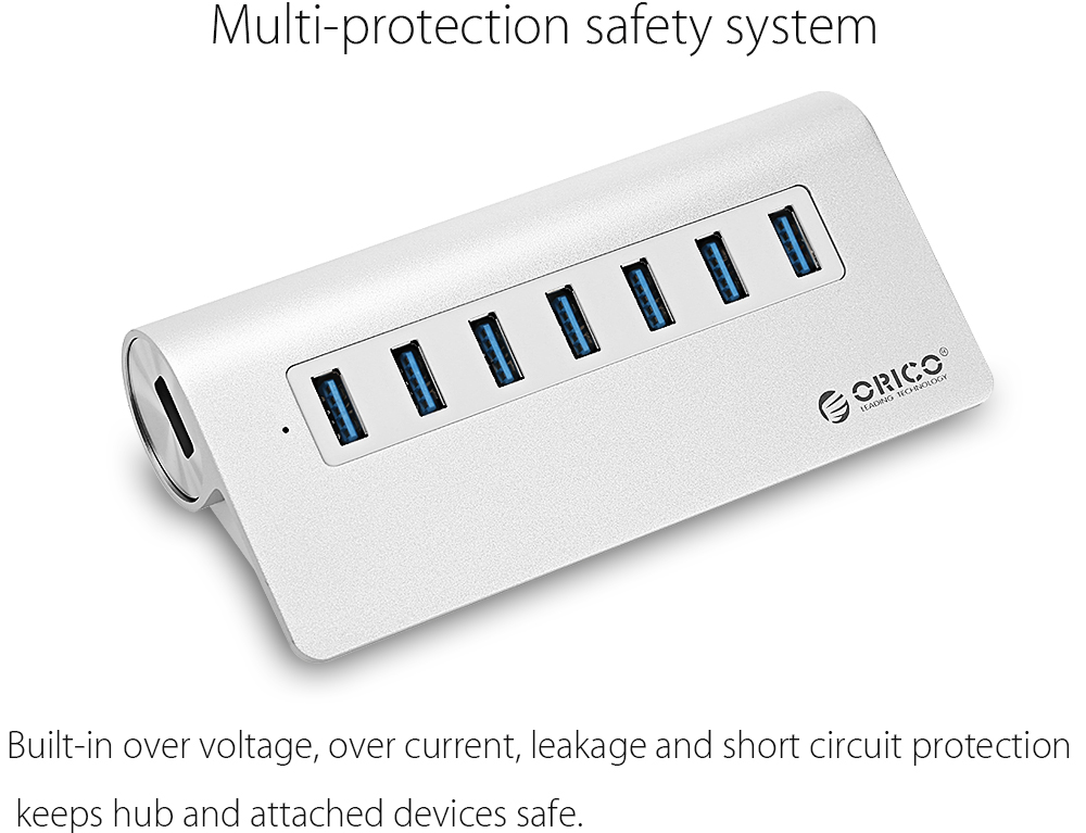ORICO M3H7 - V1 Aluminum 7 Port USB 3.0 Hub for Smartphone Tablets Laptop Desktops