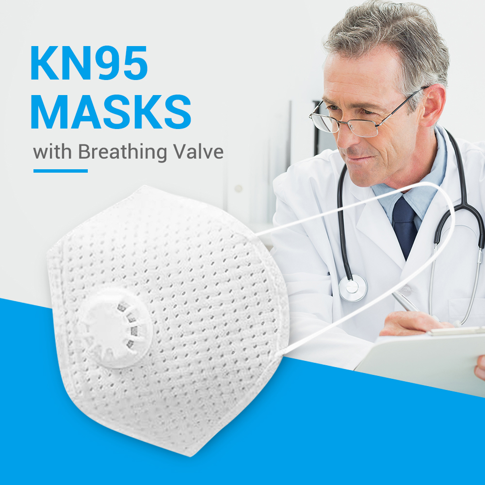 15PCS KN95 Masks with Breathing Valve Elastic Earloop 4-layer Protection for Dust Spit Splash PM2.5