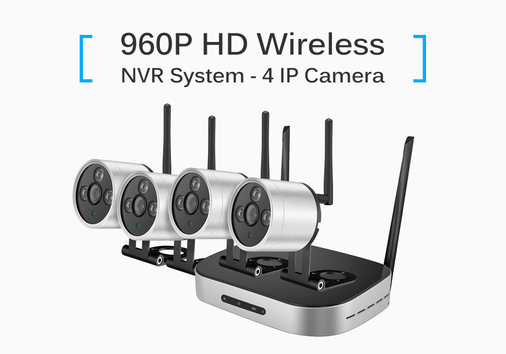 960P Wireless 4 / 8 Channel NVR Kit with 4 IPC