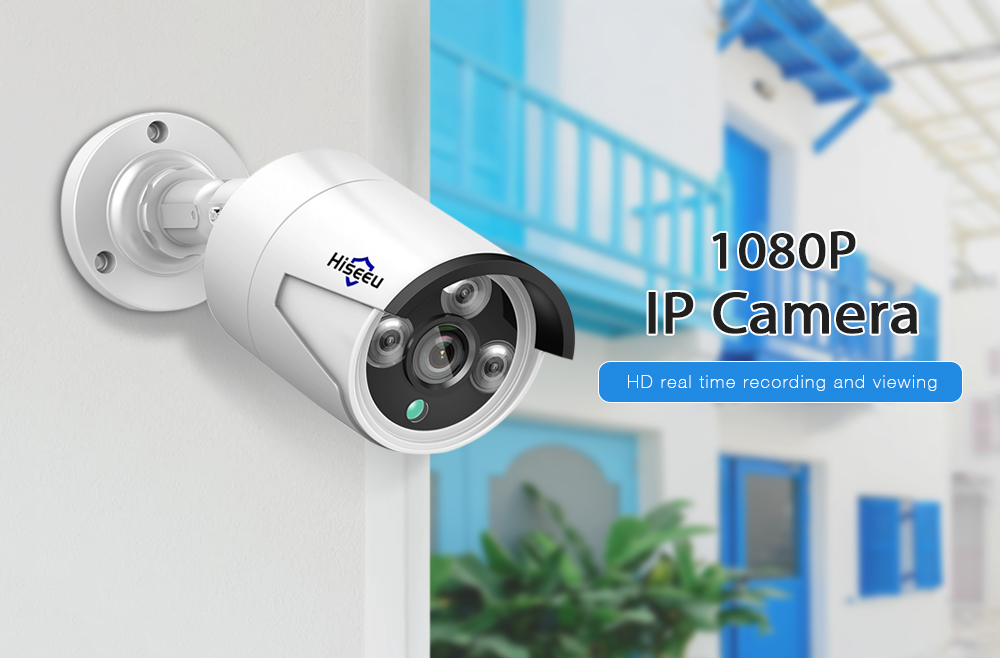 Hiseeu HB612 1080P 2.0MP 3.6mm Mini Bullet IP Camera - White