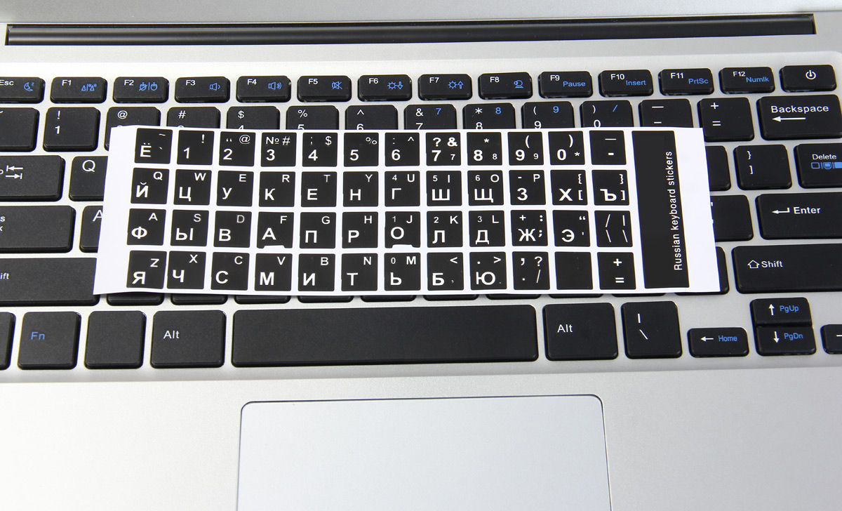 White Letters Russian English Keyboard Sticker Decal Black for PC Laptop