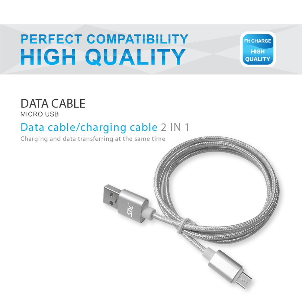 SDL Micro USB 2 in 1 Data Charging Cable - 1M